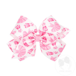 King Ballet Print Grosgrain Hair Bow