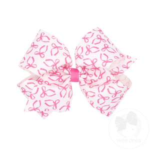 King Girly Bow Print Grosgrain Hair Bow
