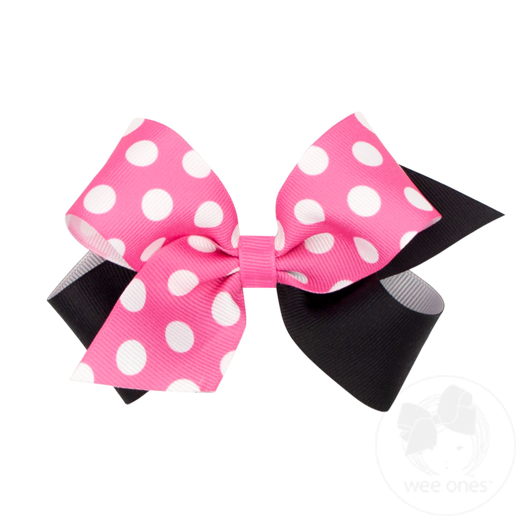 Medium Maxi Dot Print Grosgrain Hair Bow