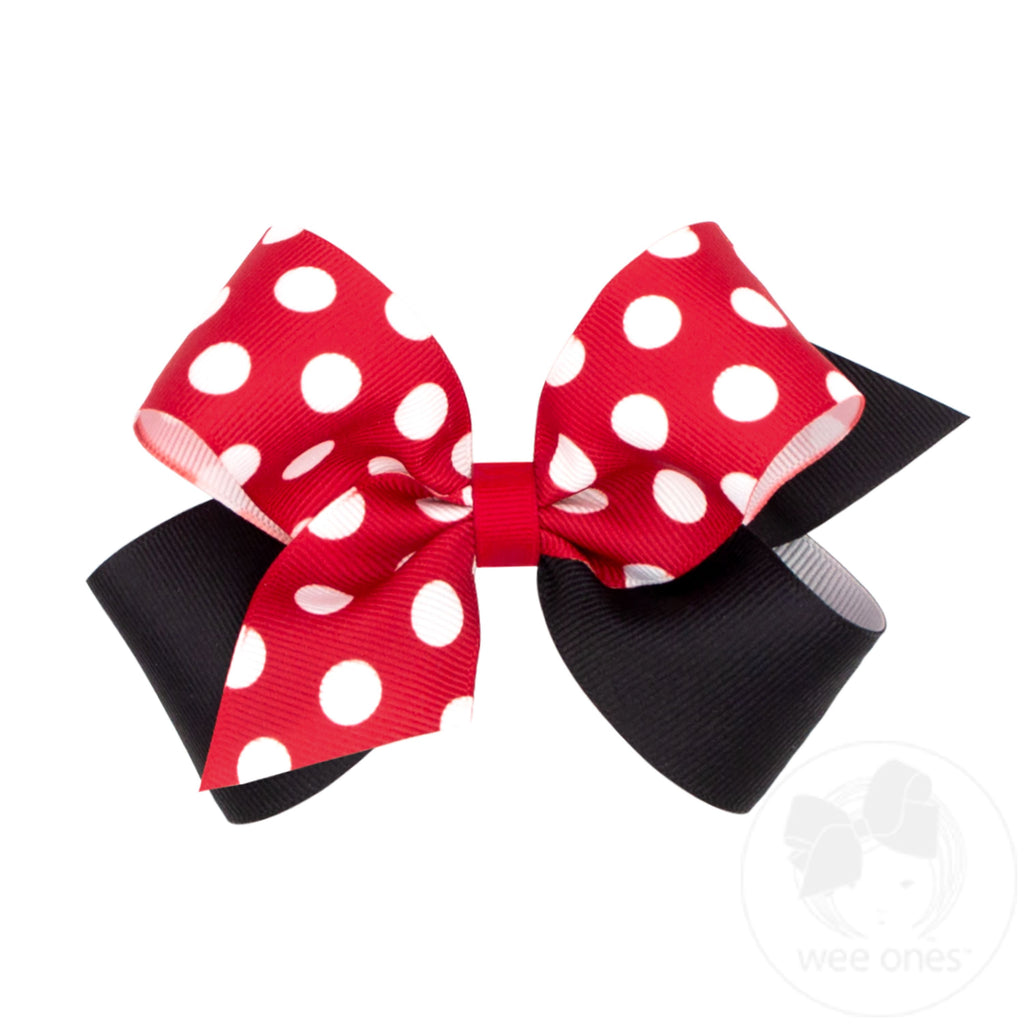 Medium Maxi Dot Print Grosgrain Hair Bow