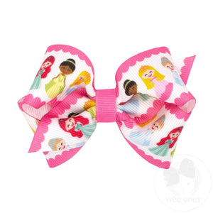 Extra Small Princess Print Grosgrain Hair Bow