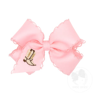 Medium Cowboy Boots Embroidered Moonstitch Hair Bow