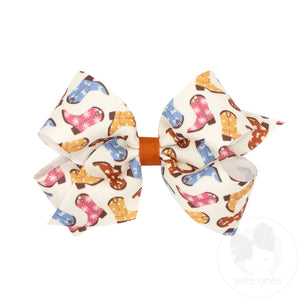 Medium Cowgirl Boots Print Hair Bow