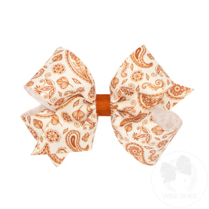 Medium Burnt Orange Paisley Print Hair Bow