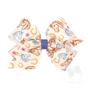 Medium Lucky Horse Print Hair Bow
