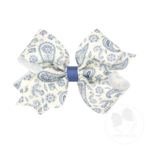 Medium Blue Paisley Print Hair Bow