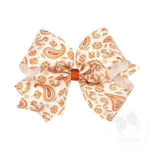 King Burnt Orange Paisley Print Hair Bow