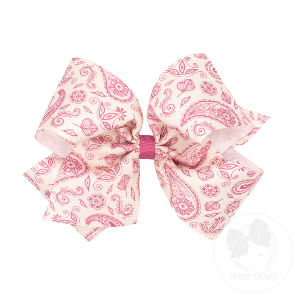 King Pink Paisley Print Hair Bow