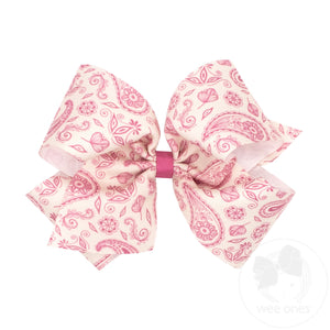 King Pink Paisley Print Hair Bow