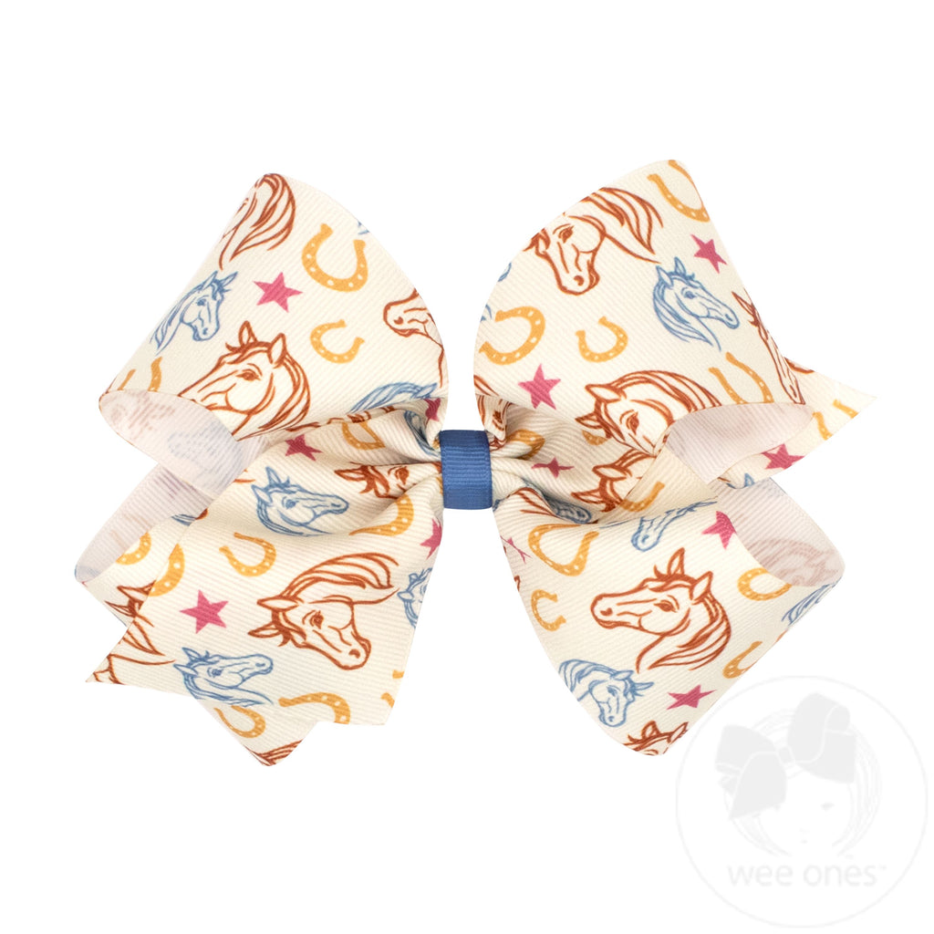 King Lucky Horse Print Hair Bow