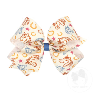 King Lucky Horse Print Hair Bow