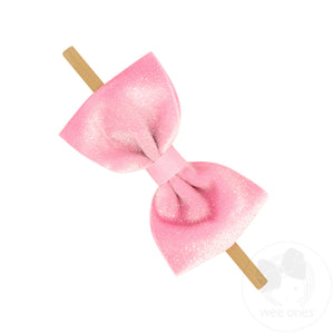 Medium Sparkle Velvet Grosgrain Underlay Bowtie on Baby Band
