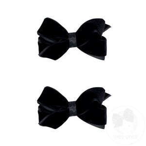 Mini Velvet with Satin Underlay Hair Bow Two Pack