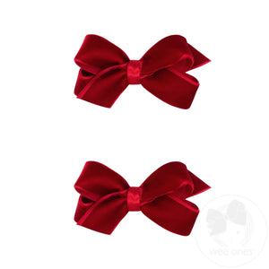 Mini Velvet with Satin Underlay Hair Bow Two Pack