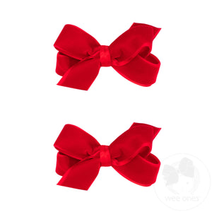 Mini Velvet with Satin Underlay Hair Bow Two Pack