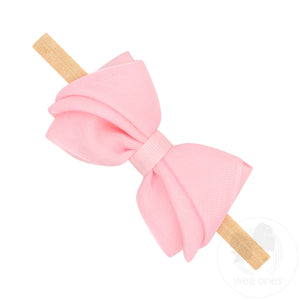 Small Pleated Organza Grosgrain Underlay Bow on Baby Band