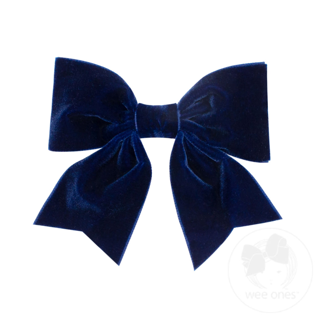 Medium Velvet Two-Loop Bow with Fancy Cut Tail