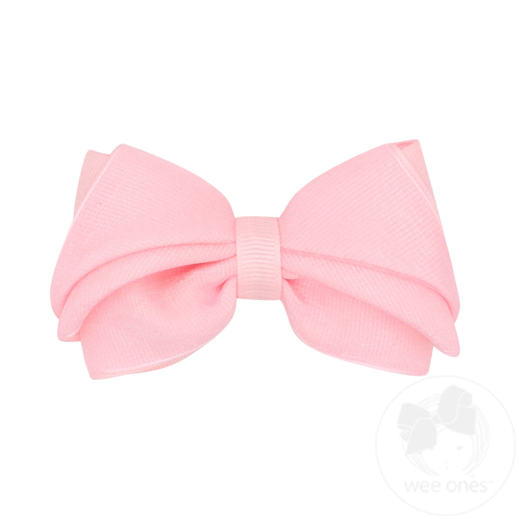 Small Pleated Organza Grosgrain Underlay Bow