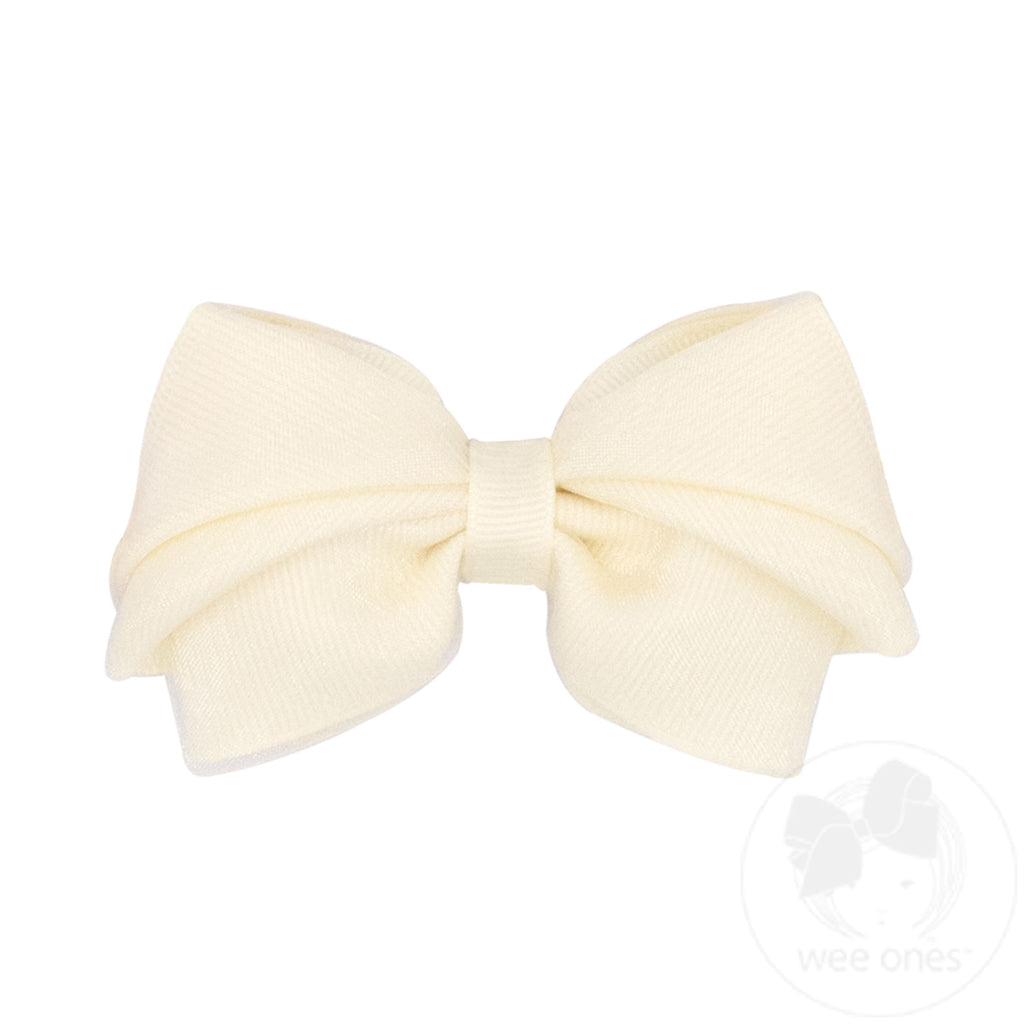 Small Pleated Organza Grosgrain Underlay Bow