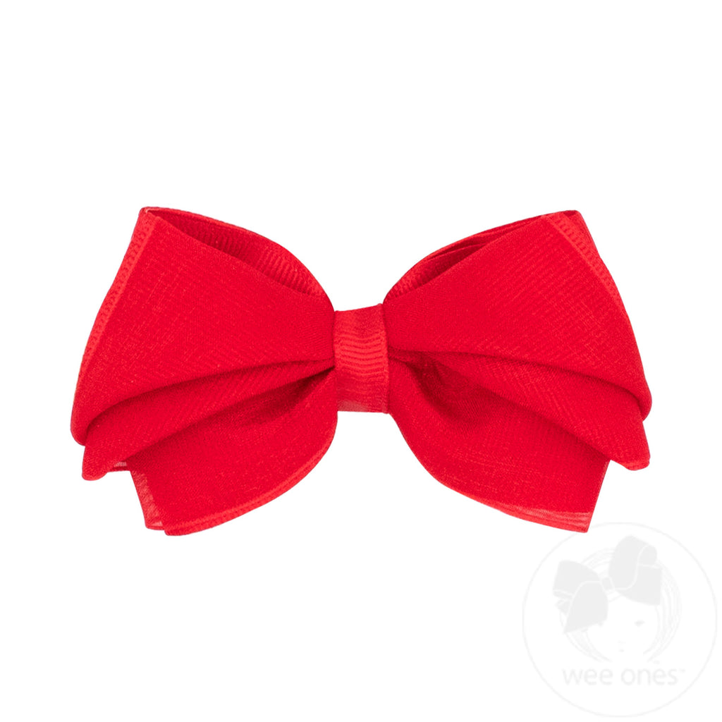 Small Pleated Organza Grosgrain Underlay Bow