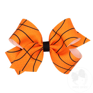 Medium Grosgrain Basketball Print Hair Bow