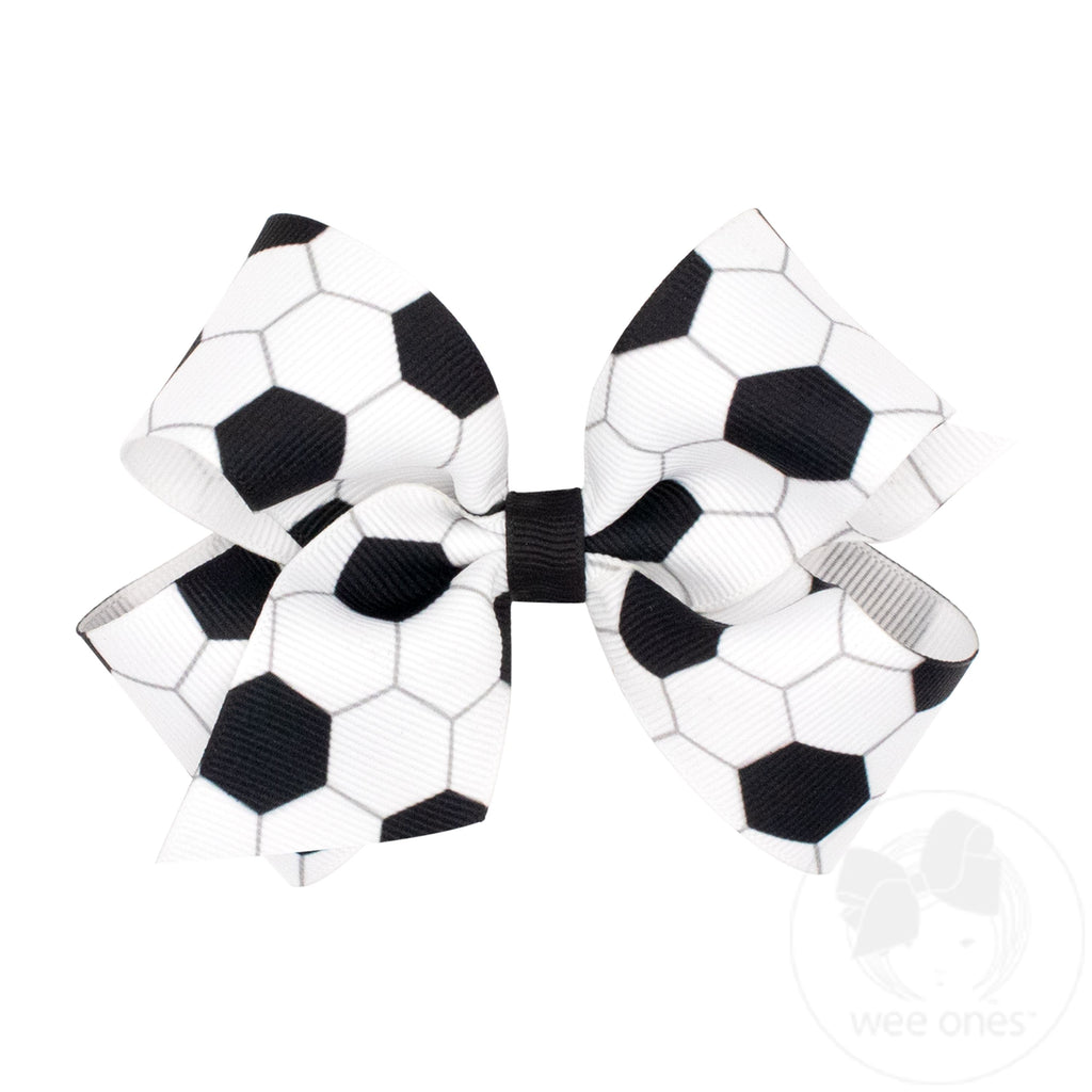 Medium Grosgrain Soccer Ball Print Hair Bow