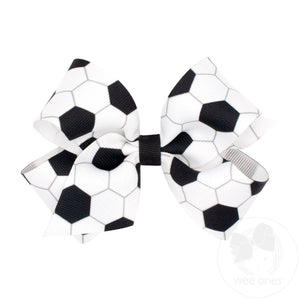 Medium Grosgrain Soccer Ball Print Hair Bow