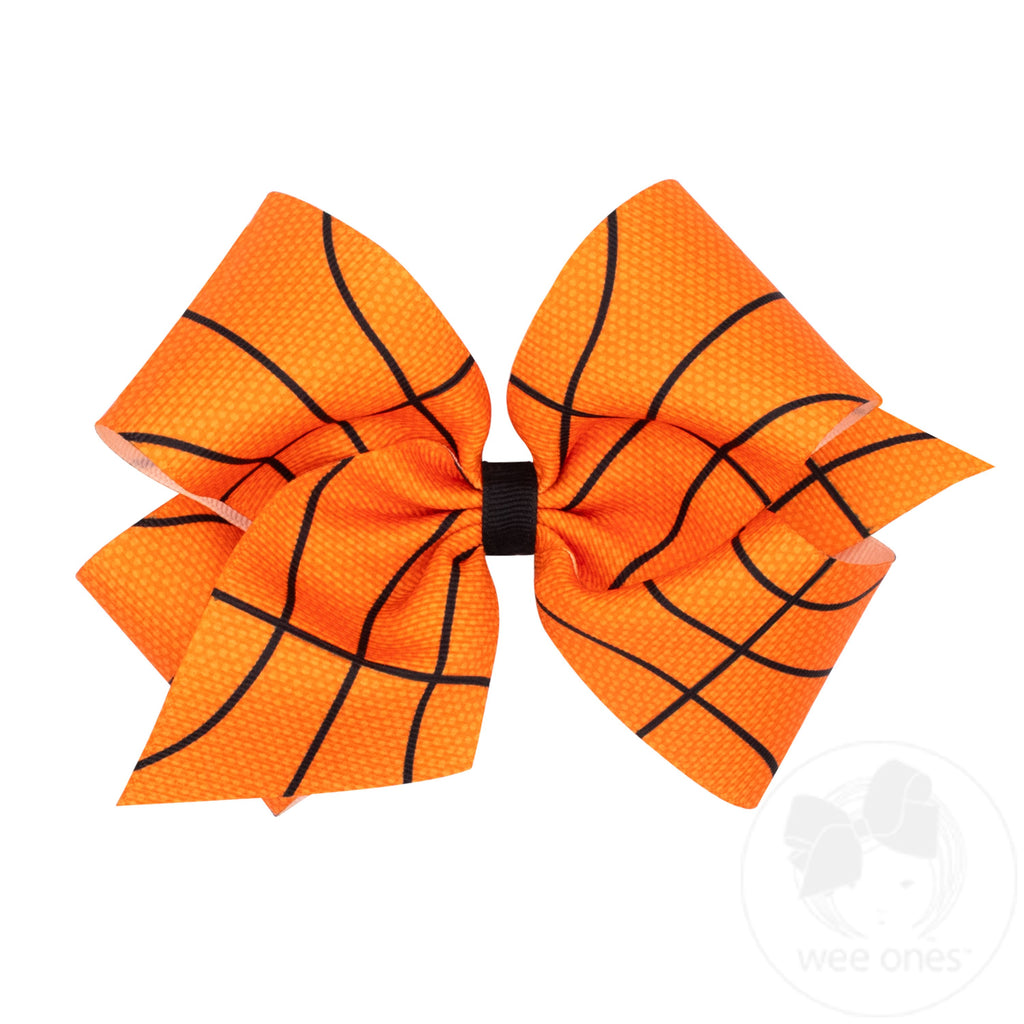 King Grosgrain Basketball Print Hair Bow