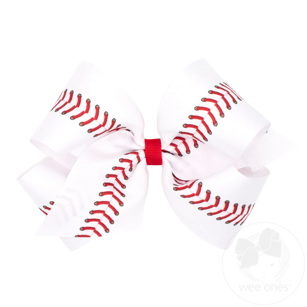 King Grosgrain Baseball Print Hair Bow