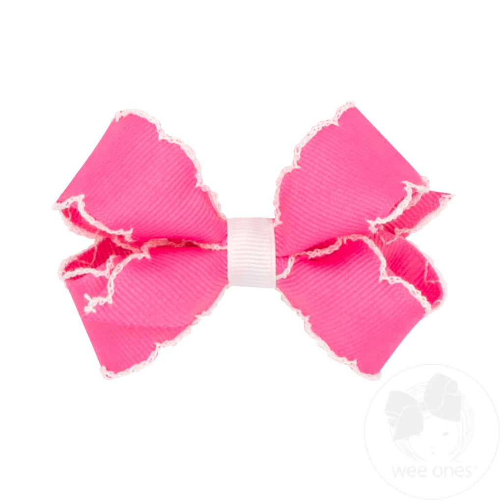 Mini Moonstitch Grosgrain Hair Bow with Contrasting Wrap