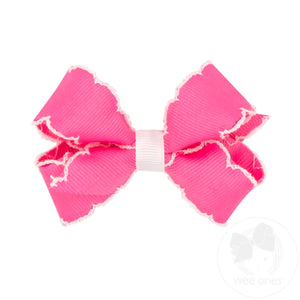 Mini Moonstitch Grosgrain Hair Bow with Contrasting Wrap
