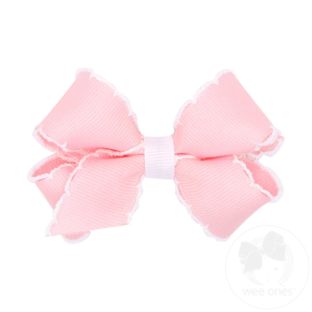 Mini Moonstitch Grosgrain Hair Bow with Contrasting Wrap