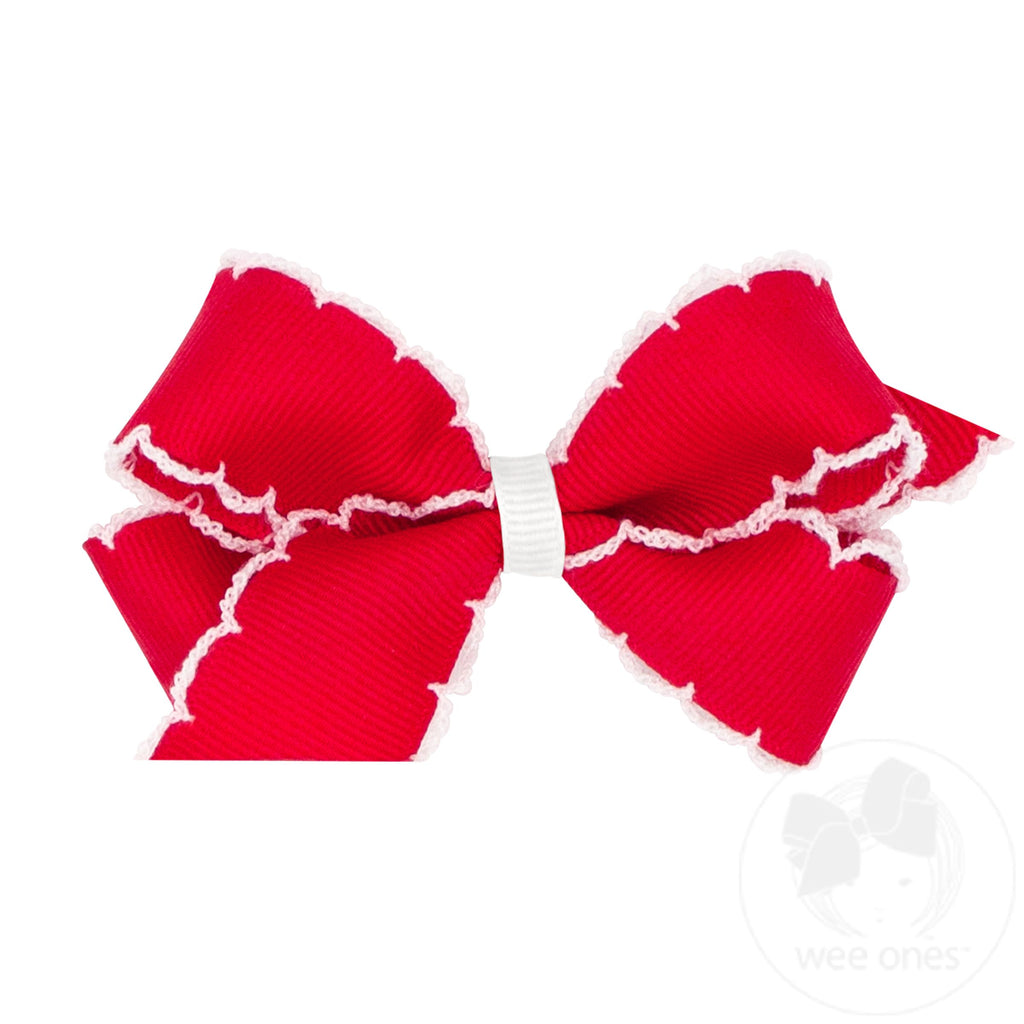 Mini Moonstitch Grosgrain Hair Bow with Contrasting Wrap