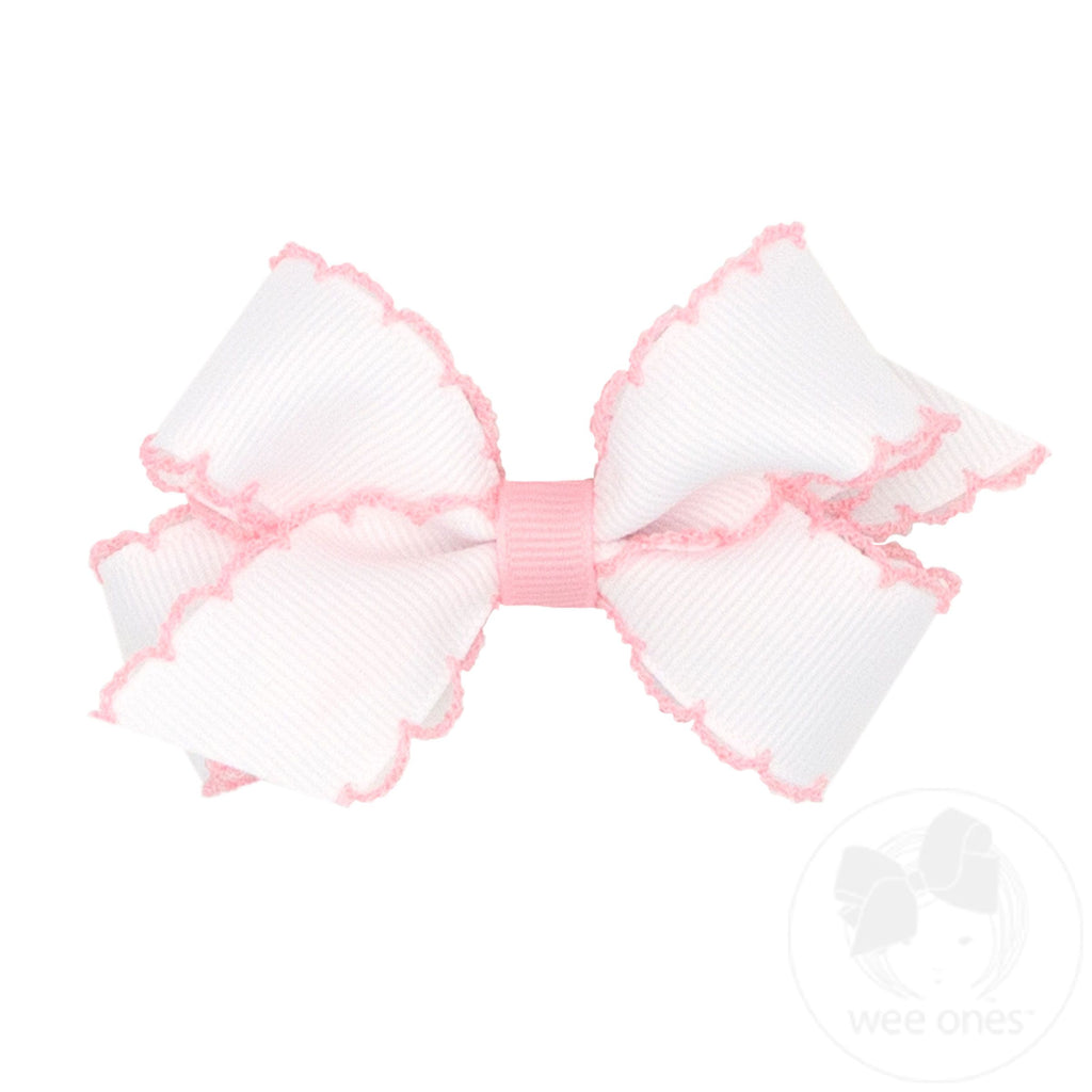 Mini Moonstitch Grosgrain Hair Bow with Contrasting Wrap
