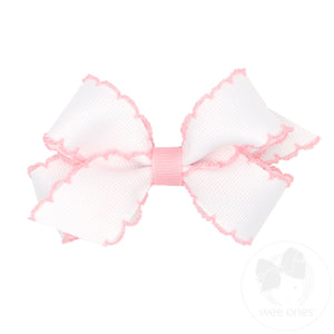 Mini Moonstitch Grosgrain Hair Bow with Contrasting Wrap