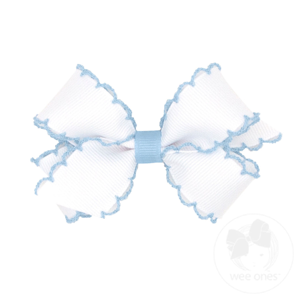 Mini Moonstitch Grosgrain Hair Bow with Contrasting Wrap