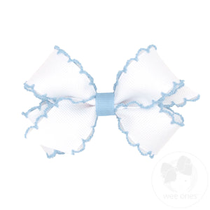 Mini Moonstitch Grosgrain Hair Bow with Contrasting Wrap