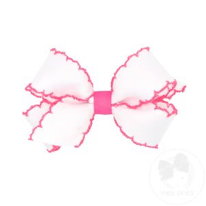 Mini Moonstitch Grosgrain Hair Bow with Contrasting Wrap
