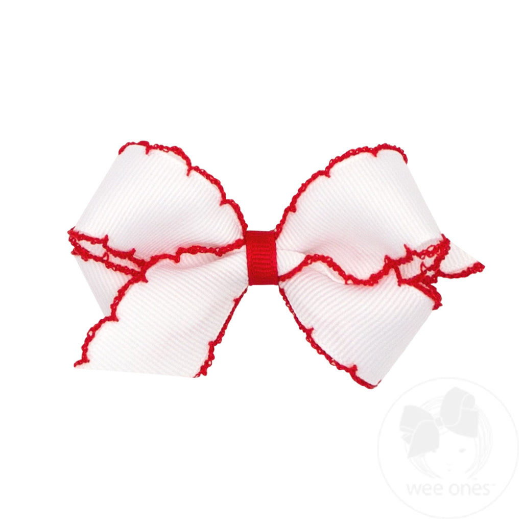 Mini Moonstitch Grosgrain Hair Bow with Contrasting Wrap