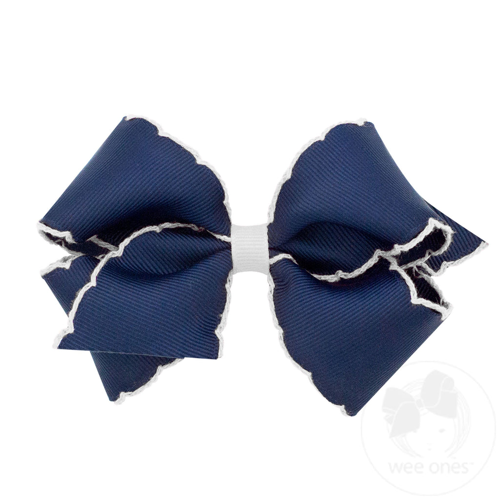 Small Moonstitch Grosgrain Hair Bow with Contrasting Wrap