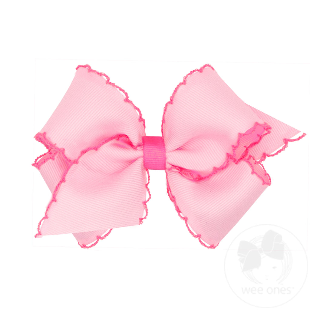 Small Moonstitch Grosgrain Hair Bow with Contrasting Wrap