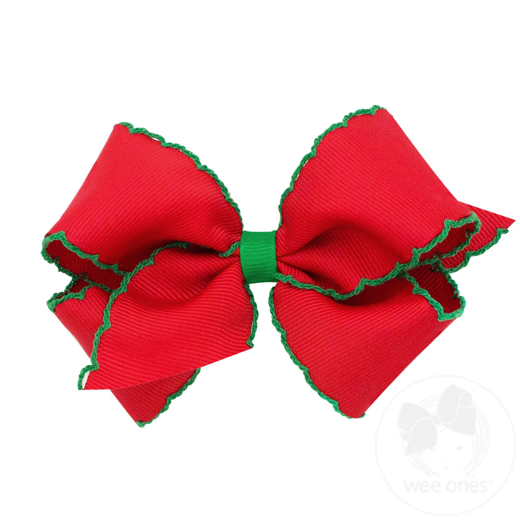 Small Moonstitch Grosgrain Hair Bow with Contrasting Wrap