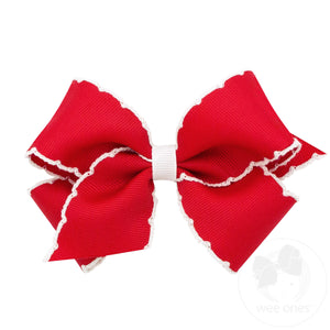 Small Moonstitch Grosgrain Hair Bow with Contrasting Wrap