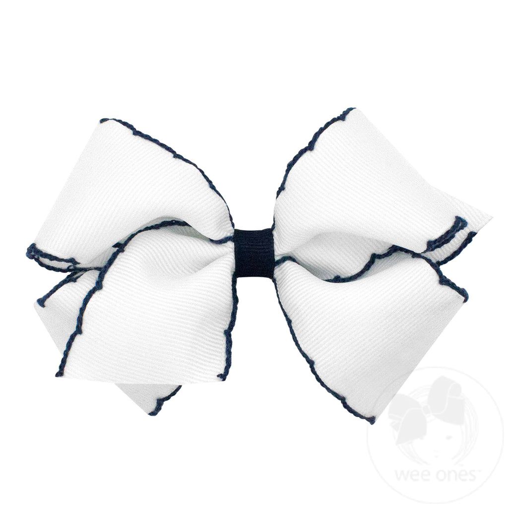 Small Moonstitch Grosgrain Hair Bow with Contrasting Wrap