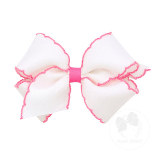 Small Moonstitch Grosgrain Hair Bow with Contrasting Wrap