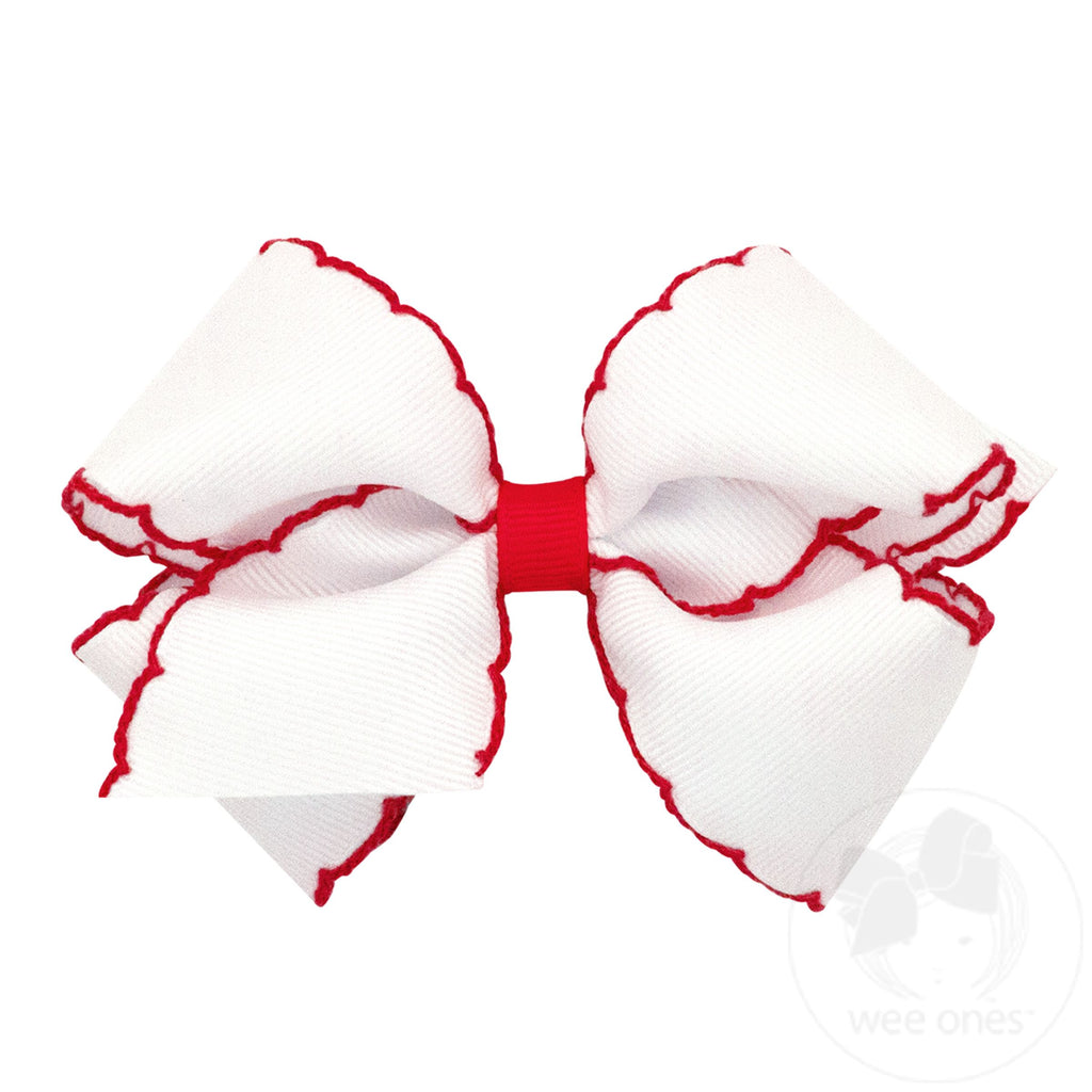 Small Moonstitch Grosgrain Hair Bow with Contrasting Wrap