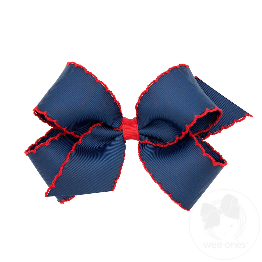 Medium Moonstitch Grosgrain Hair Bow with Contrasting Wrap