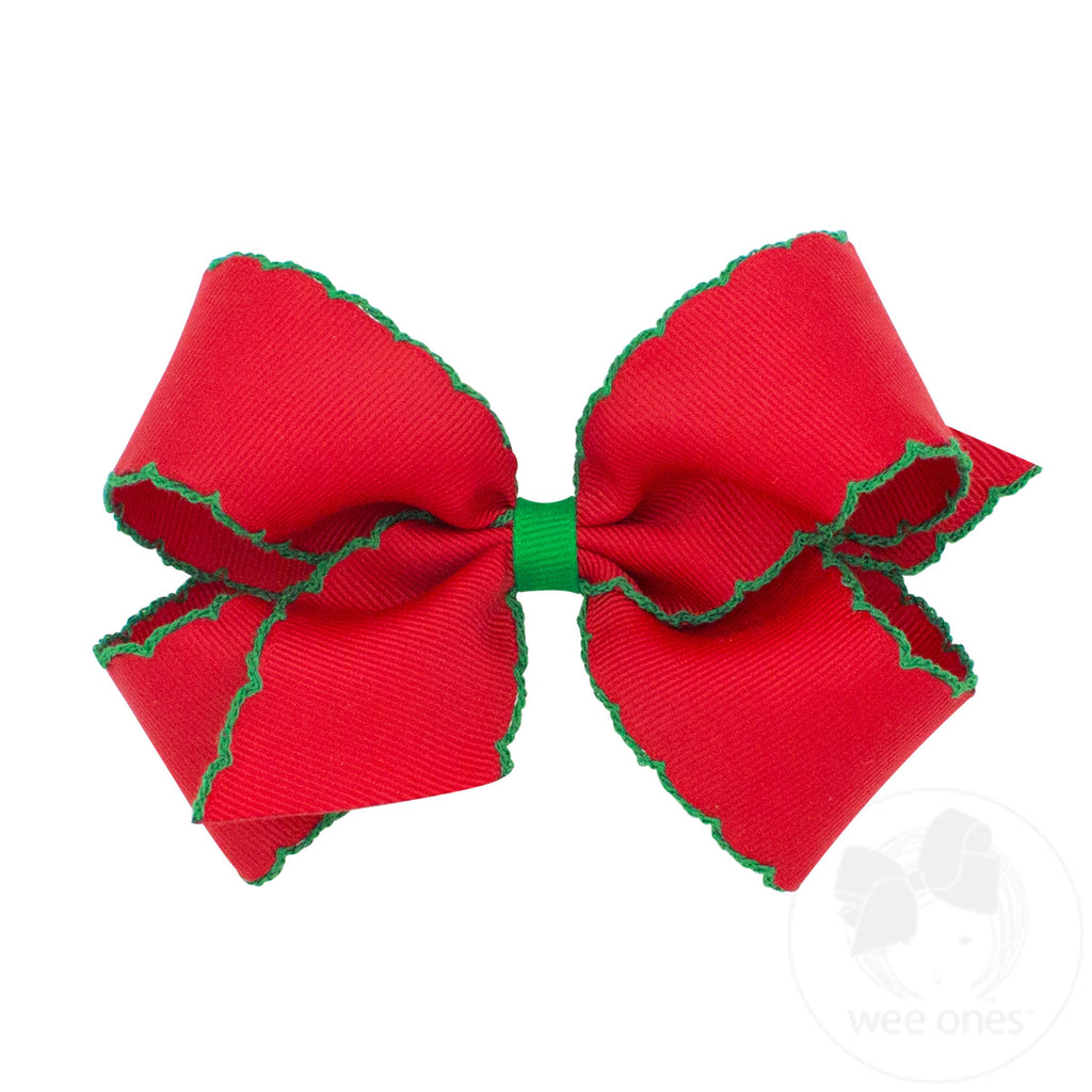 Medium Moonstitch Grosgrain Hair Bow with Contrasting Wrap