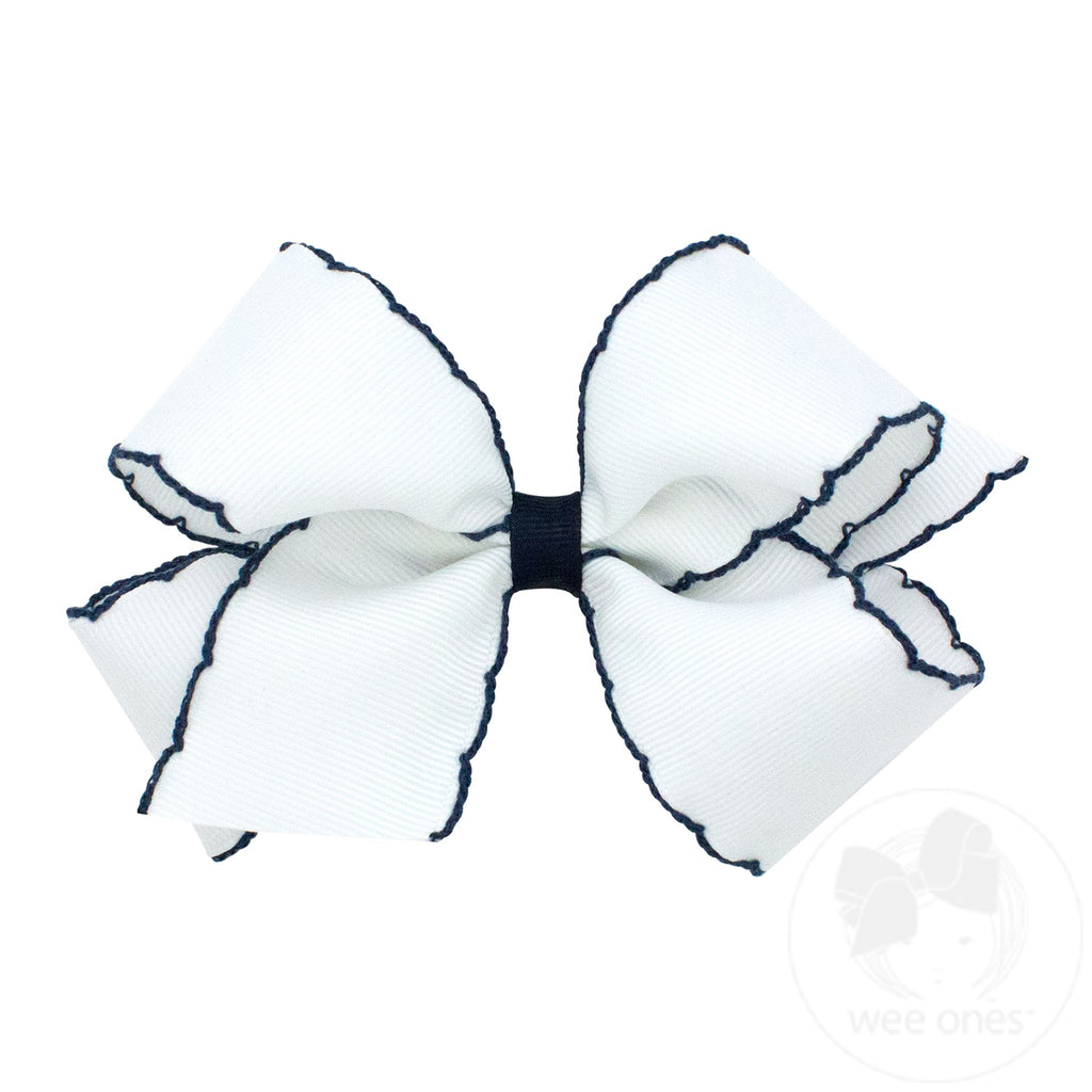 Medium Moonstitch Grosgrain Hair Bow with Contrasting Wrap