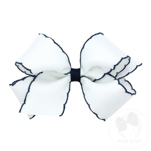 Medium Moonstitch Grosgrain Hair Bow with Contrasting Wrap